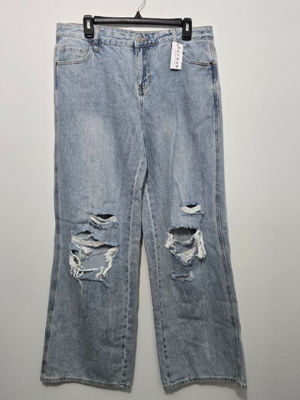 Pacsun Womens Casey Low Rise Baggy Jeans Size 30 Wide Leg Distressed Light Wash